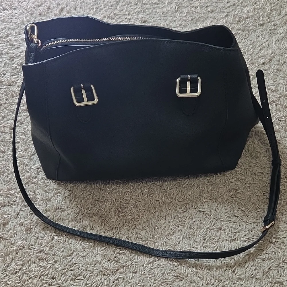 Kate Spade Large Black Shoulder Bag with Silver Accents